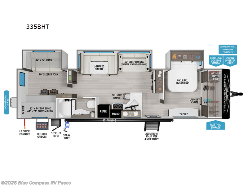 2026 Grand Design Transcend 335BHT - New Travel Trailer For Sale by Blue Compass RV Pasco in Pasco, Washington features Slideout
