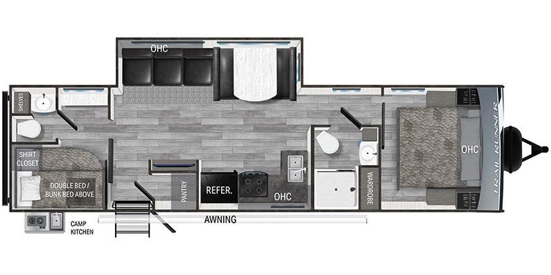 Floorplan of 2025 Heartland Trail Runner 31DB
