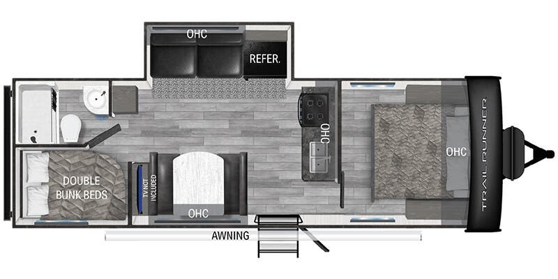 Floorplan of 2025 Heartland Trail Runner 261BHS