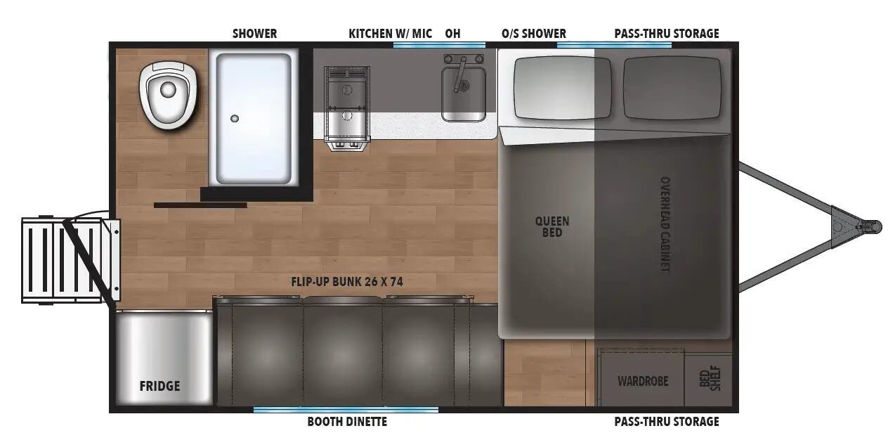 Floorplan of 2026 Shasta Compact 16BH