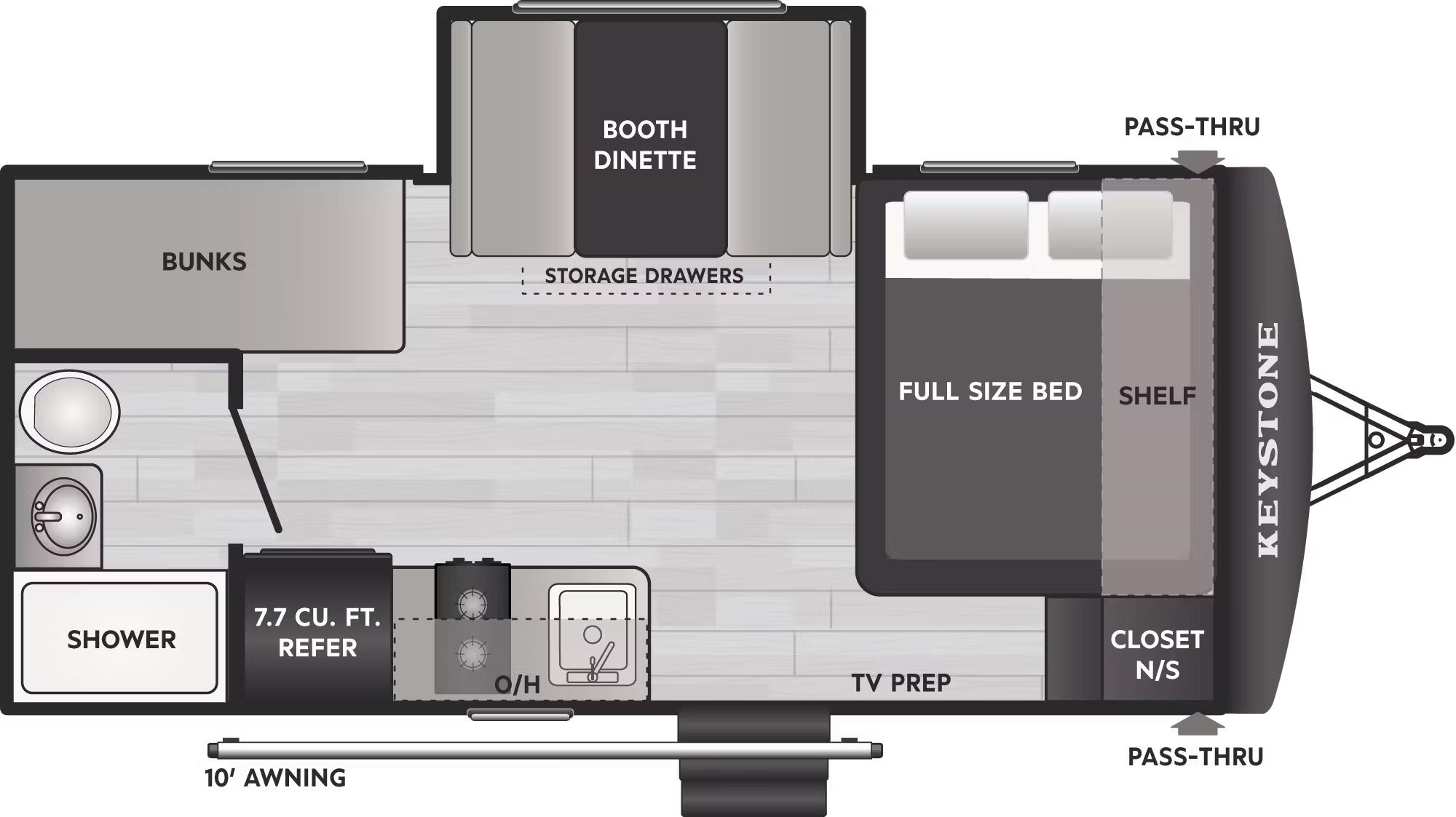 Floorplan of 2026 Keystone Hideout Mini 176BH