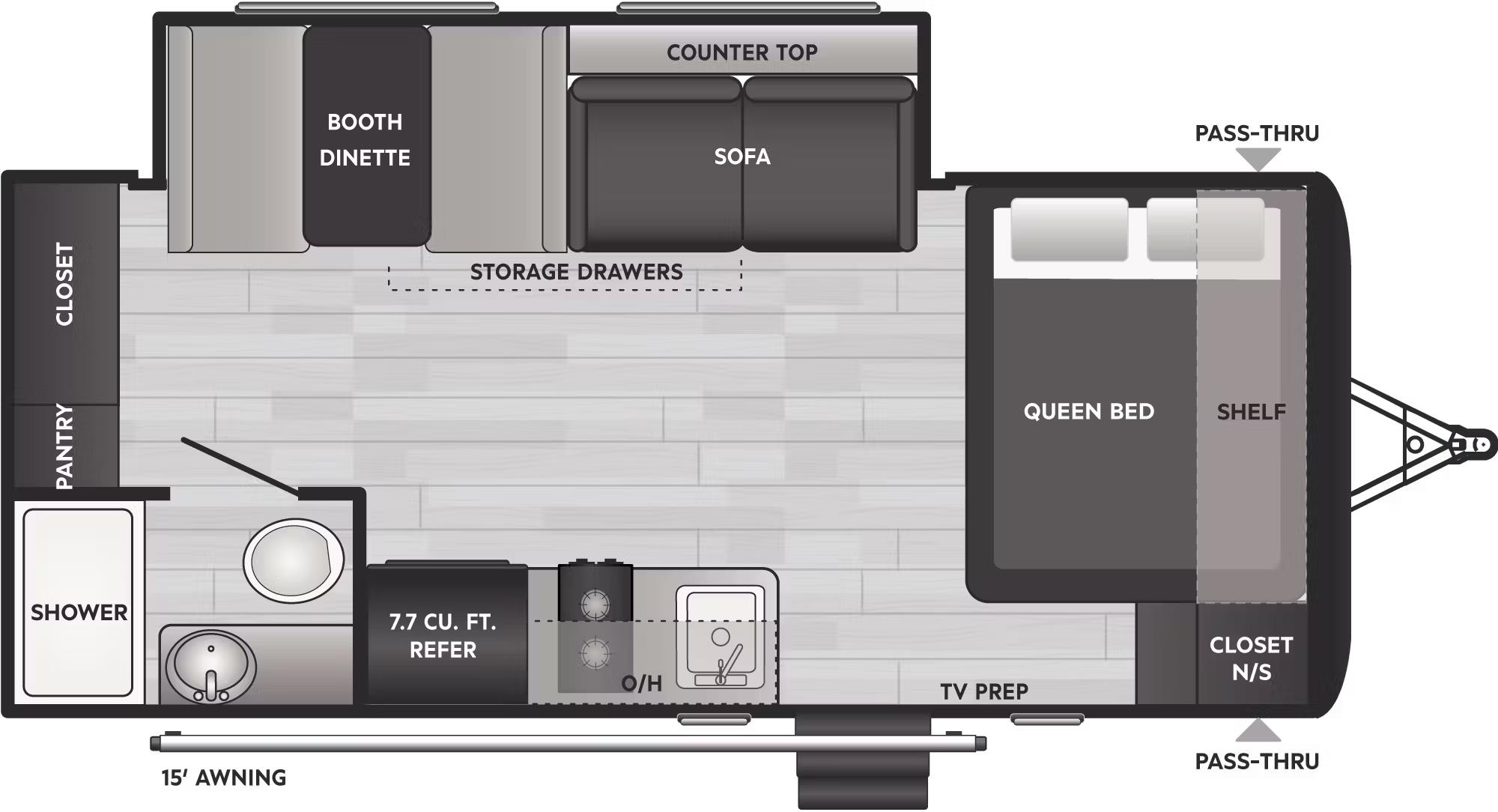 Floorplan of 2026 Keystone Hideout Mini 186SS