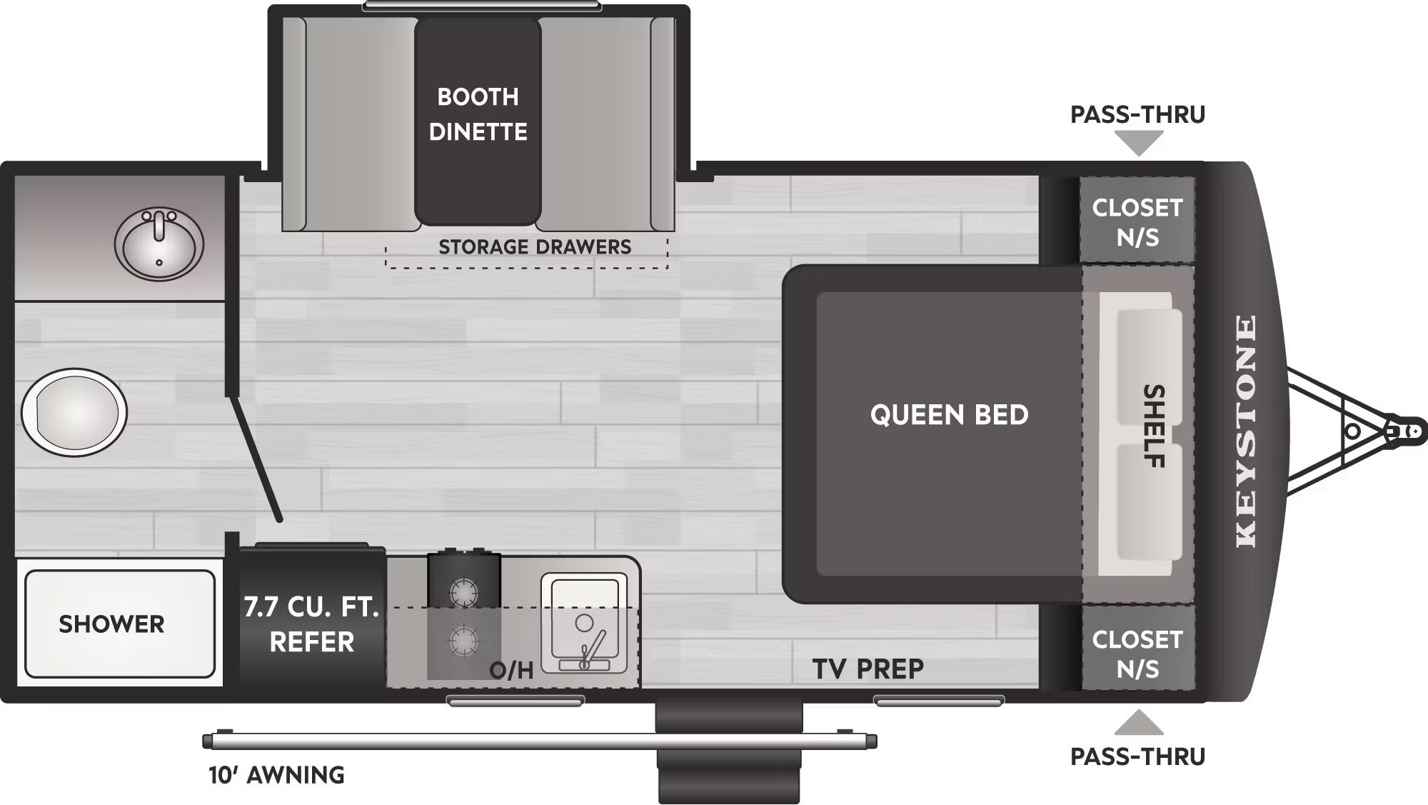 Floorplan of 2026 Keystone Hideout Mini 179RB
