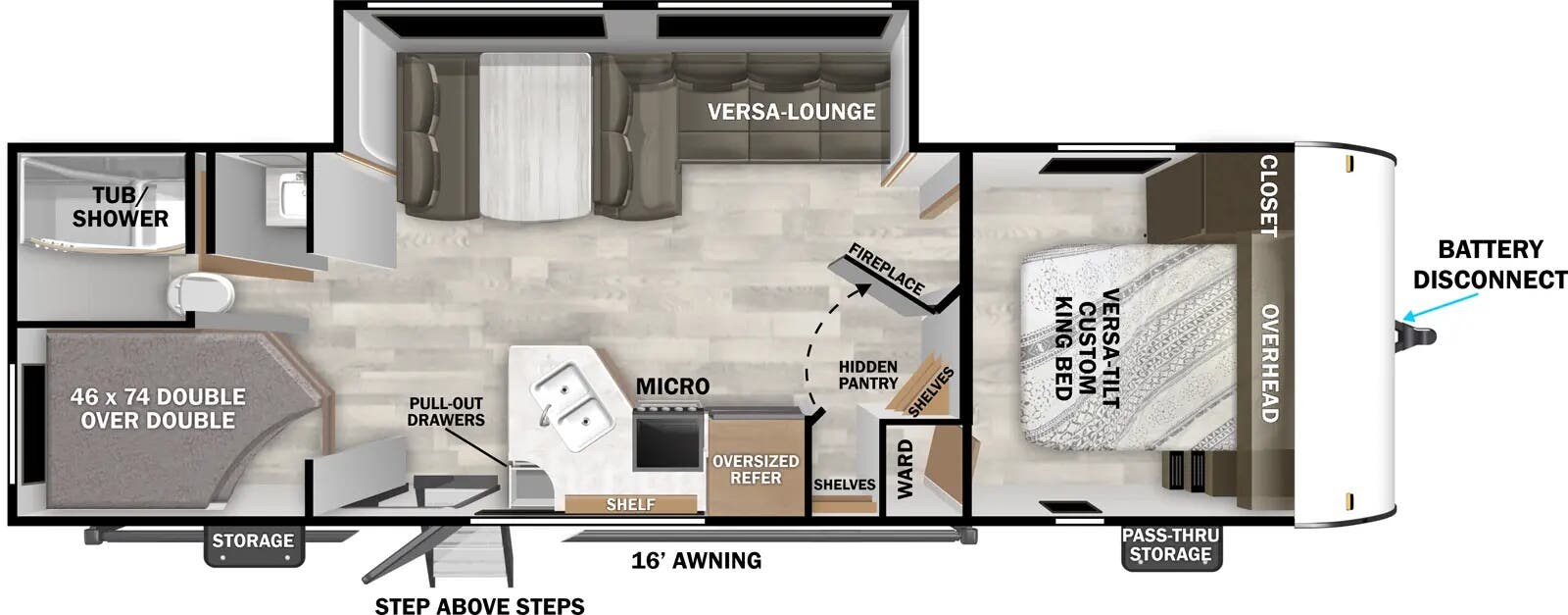 Floorplan of 2026 Forest River Wildwood X-Lite 26ICE
