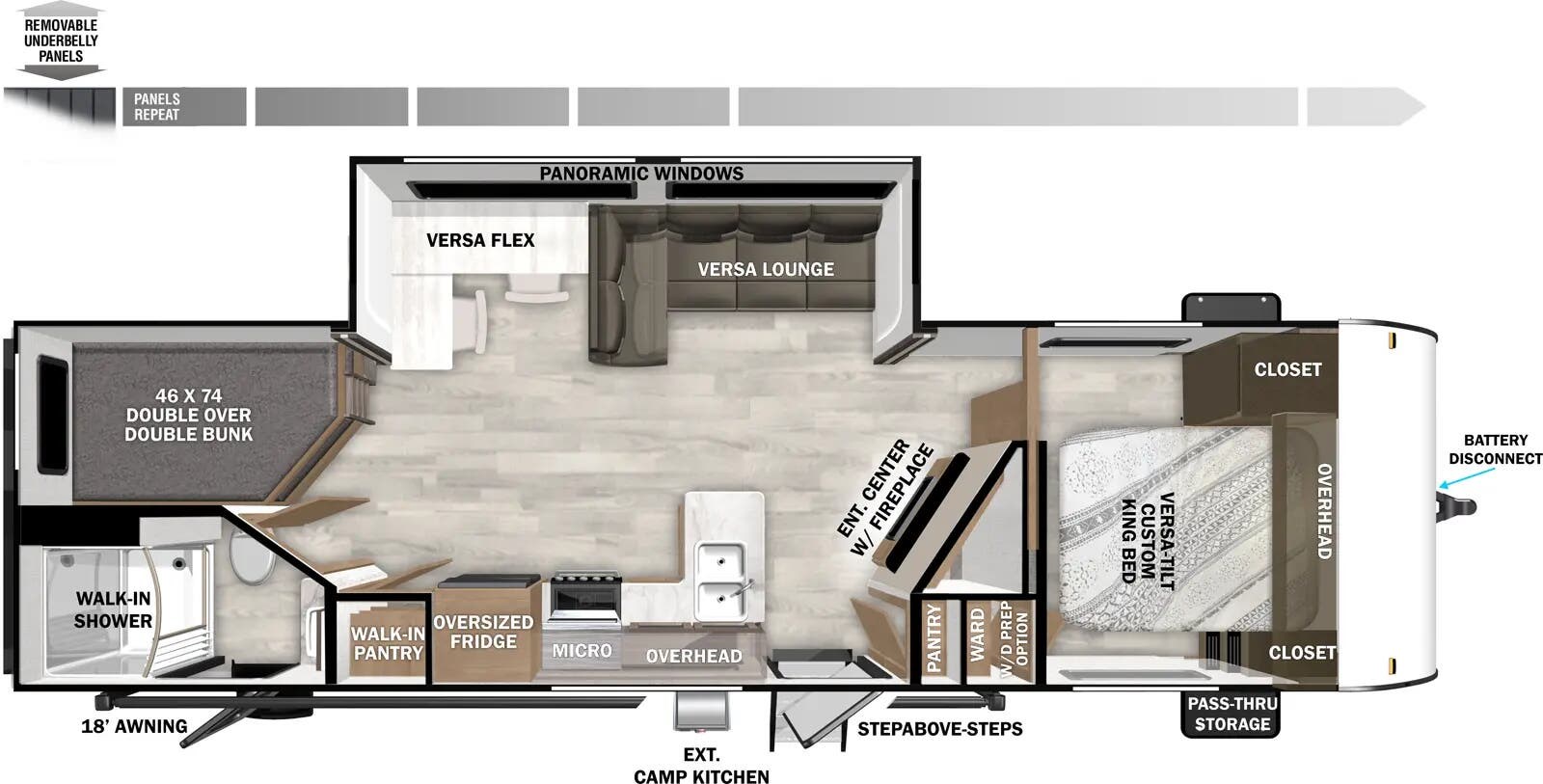 Floorplan of 2026 Forest River Wildwood 26DBUD
