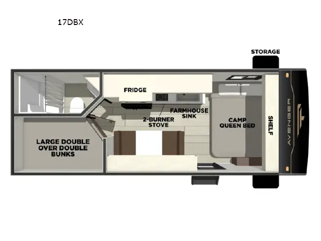 2026 Prime Time Avenger LT 17DBX - New Travel Trailer For Sale by Ashley Marine & RV in Panama City, Florida features Slideout, Solar Prep, Smoke Detector, Dinette, Furnace