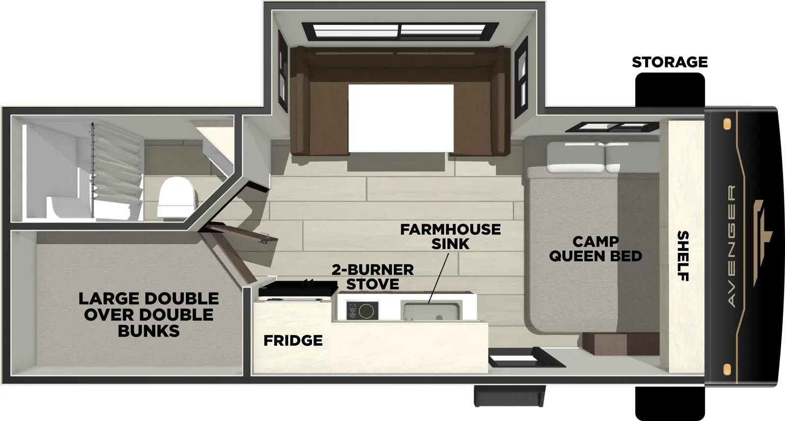 Floorplan of 2026 Prime Time Avenger LT 18DBS