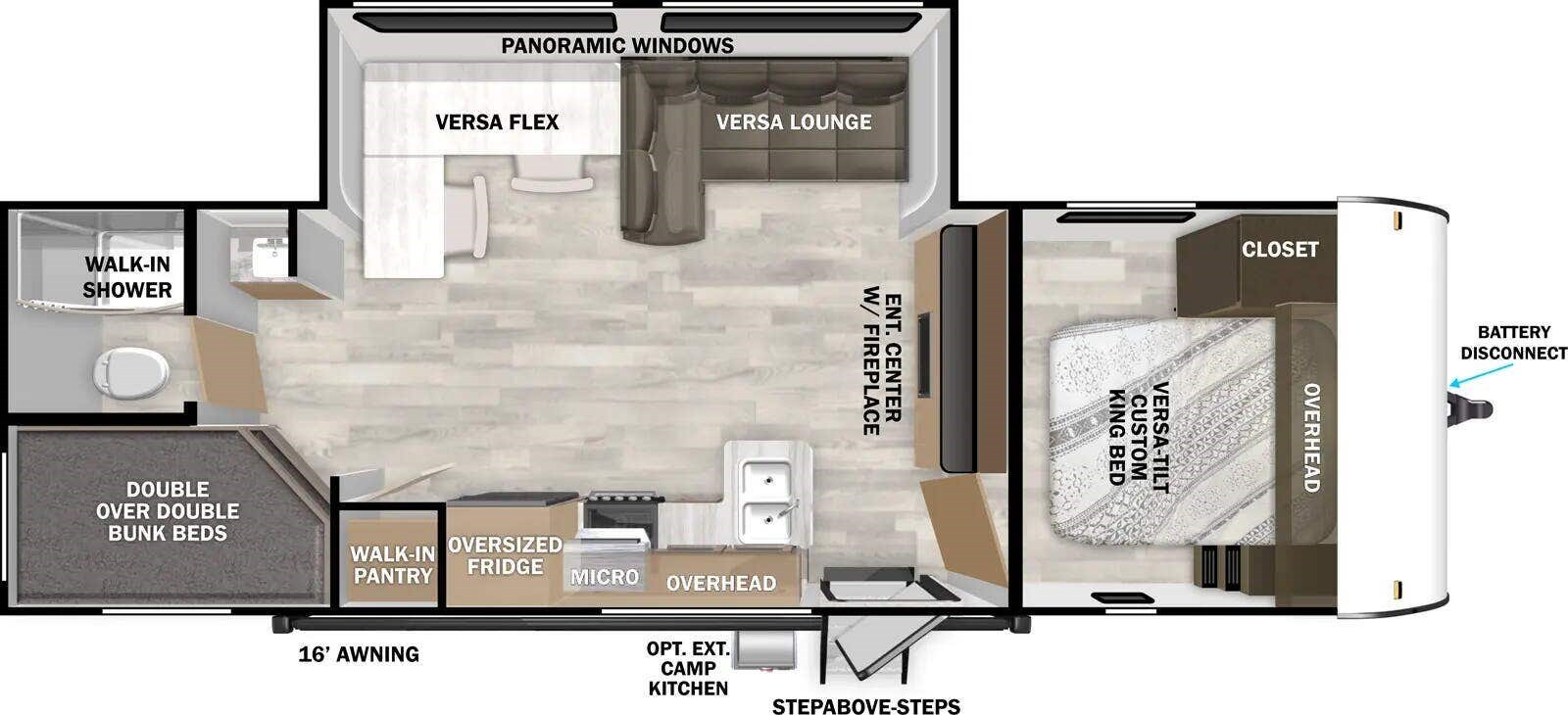 Floorplan of 2026 Forest River Wildwood 28DBUD