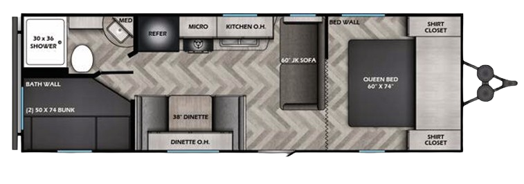 Floorplan of 2025 CrossRoads Zinger Lite 252BH