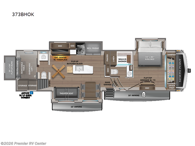 2023 Jayco North Point 373BHOK - New Fifth Wheel For Sale by Premier RV Center in Lewiston, Idaho features Slideout