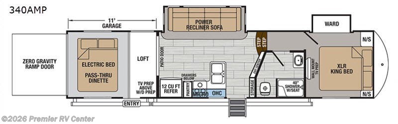 2018 Forest River XLR Thunderbolt 340AMP - Used Toy Hauler For Sale by Premier RV Center in Lewiston, Idaho features Slideout