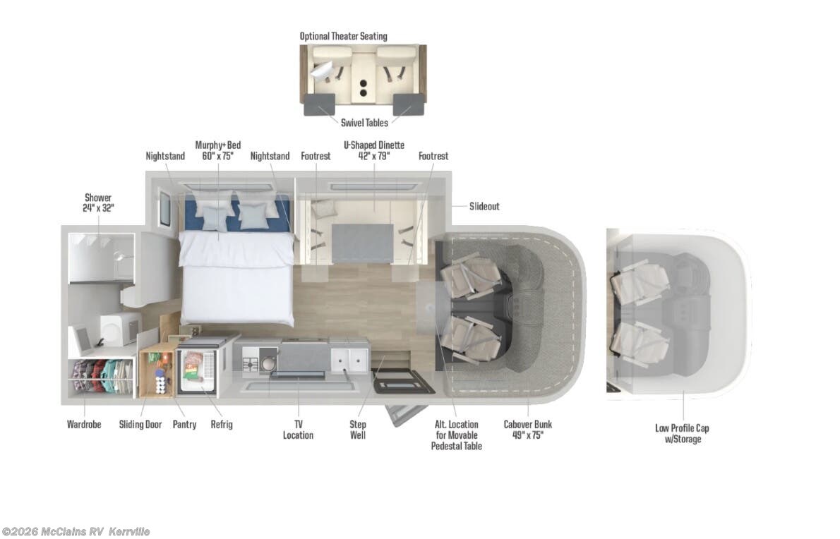 2026 Winnebago View 24D - New Class C For Sale by McClains RV  in Kerrville, Texas features TV, CO Detector, Backup Monitor, Refrigerator, LP Detector