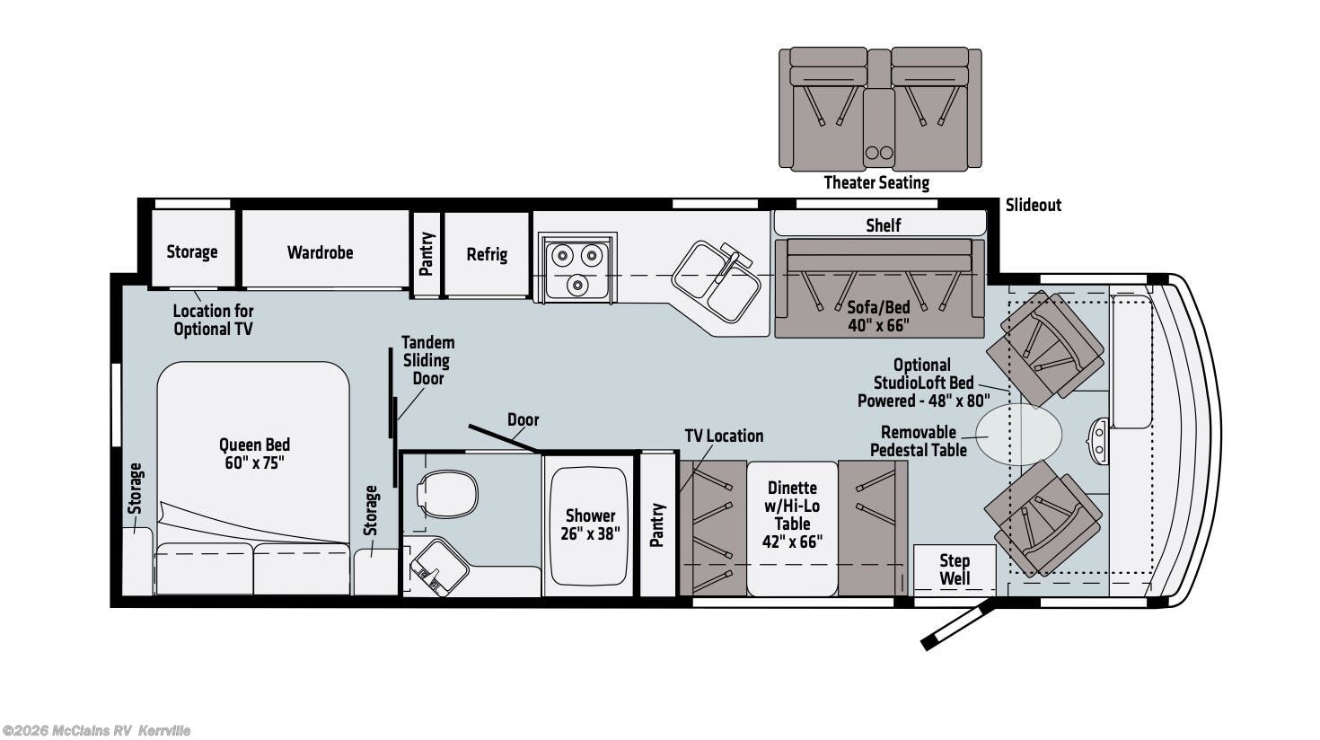 2022 Winnebago Vista 29V - Used Class A For Sale by McClains RV  in Kerrville, Texas features Hitch, Fire Extinguisher, 50 Amp Service, Slideout, Generator