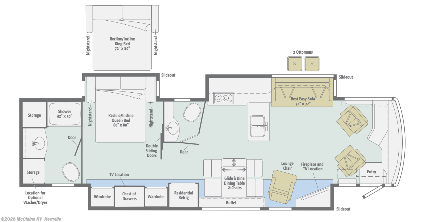 2018 Winnebago Journey 40J - Used Class A For Sale by McClains RV  in Kerrville, Texas features Leveling Jacks, Bath & 1/2, Toilet, Theater Seating, Washer