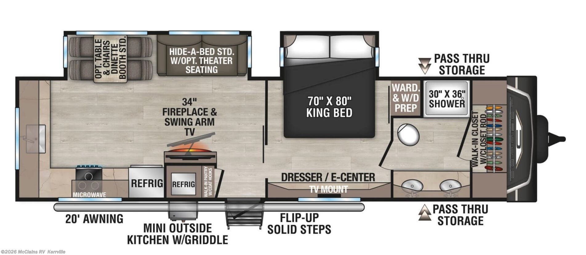 2026 K-Z Connect 302FBK - New Travel Trailer For Sale by McClains RV  in Kerrville, Texas features Surround Sound System, Microwave, Air Conditioning, Stereo System, TV