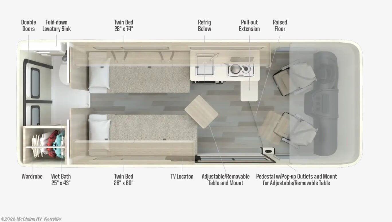 2026 Winnebago Travato 59KL - New Class B For Sale by McClains RV  in Kerrville, Texas features Stove Top Burner, Microwave, Hitch, Refrigerator, Fire Extinguisher