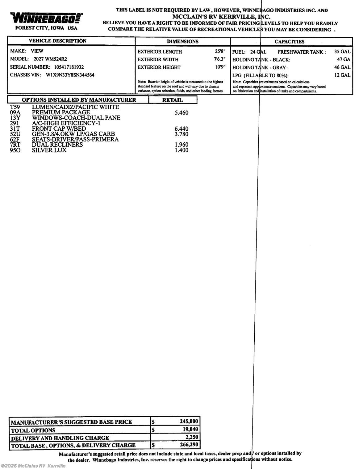 New 2027 Winnebago View 24R available in Kerrville, Texas