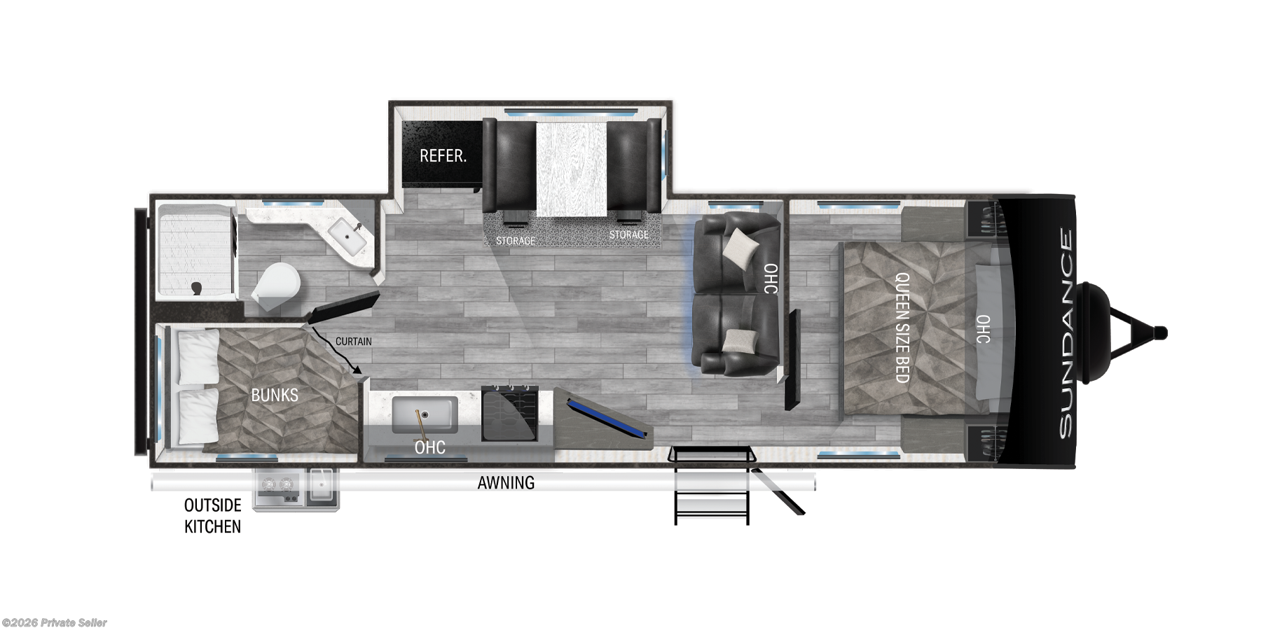 2024 Heartland Sundance 265BH  is like NEW and includes accessories - Used Travel Trailer For Sale by For Sale By Owner in Wappingers Falls, New York features Bunk Beds, Ladder, Awning, Stove Top Burner, CD Player
