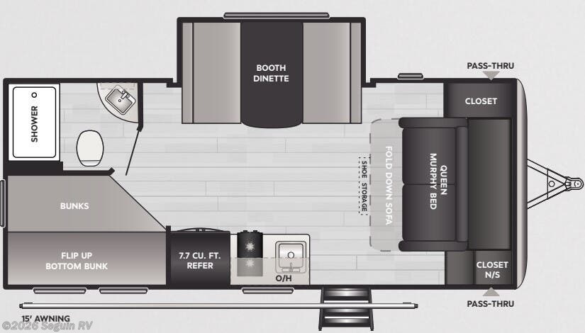 Floorplan of 2025 Keystone Hideout Mini 181BH