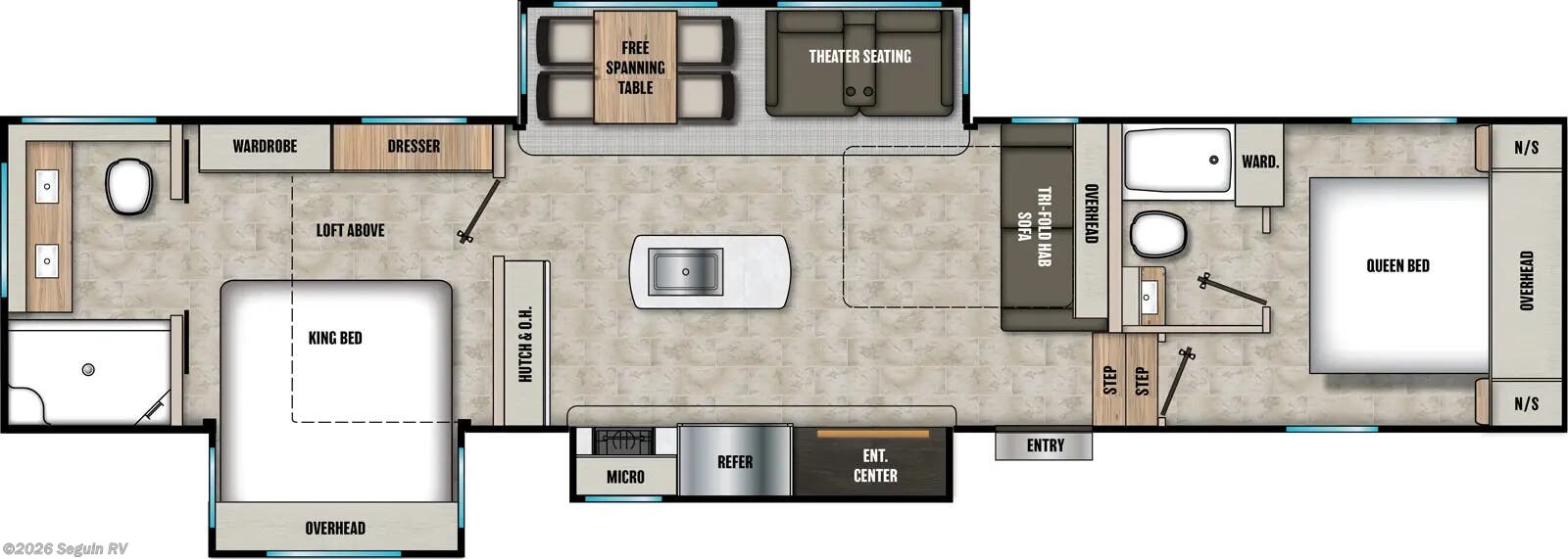 Floorplan of 2026 Coachmen Chaparral 381DBL