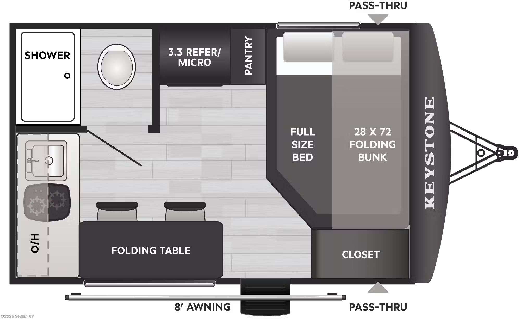 Floorplan of 2026 Keystone Hideout Mini 131RK