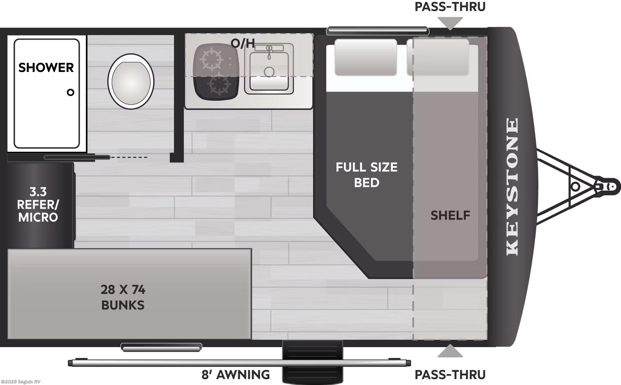 Floorplan of 2026 Keystone Hideout Mini 130BH
