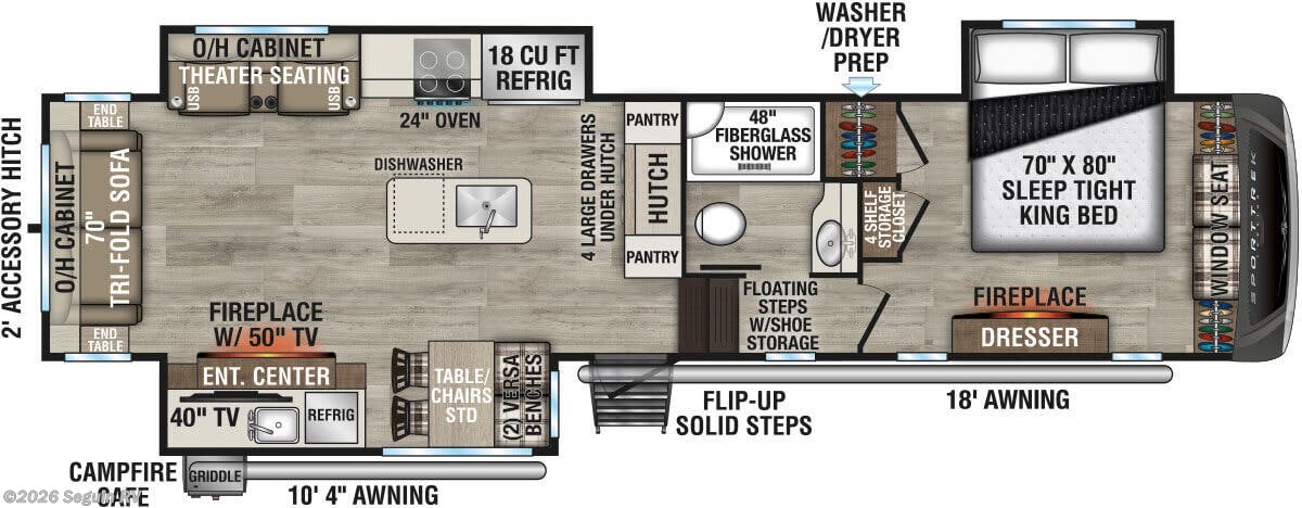 Floorplan of 2026 Venture RV SportTrek 5 Touring Edition STTF353VIK