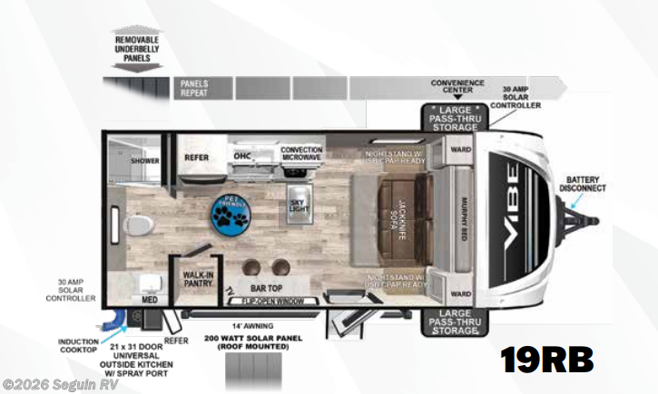 Floorplan of 2024 Forest River Vibe 19RB