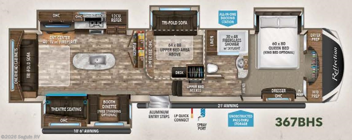 Floorplan of 2019 Grand Design Reflection 367BHS