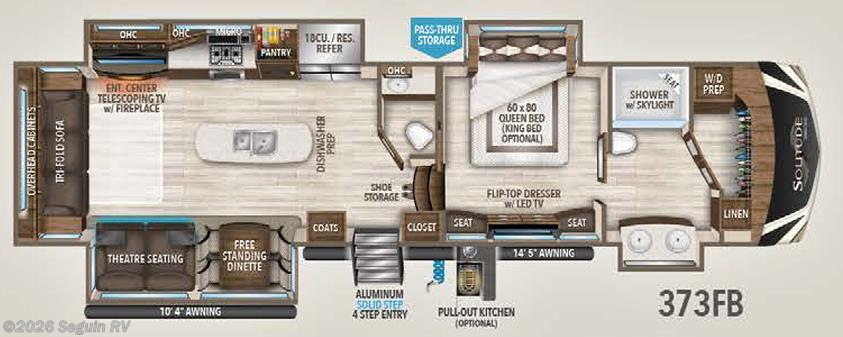 Floorplan of 2018 Grand Design Solitude 373FB