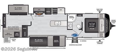 Floorplan of 2021 Keystone Cougar Half-Ton 34TSB