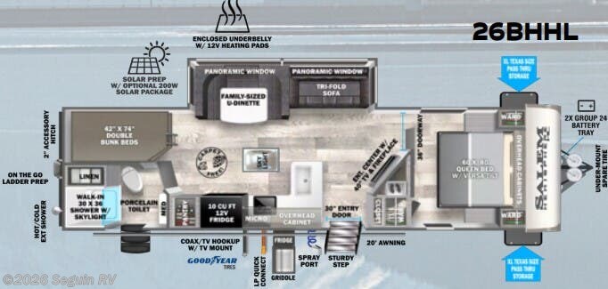 Floorplan of 2024 Forest River Salem Hemisphere Hyper-Lyte 26BHHL