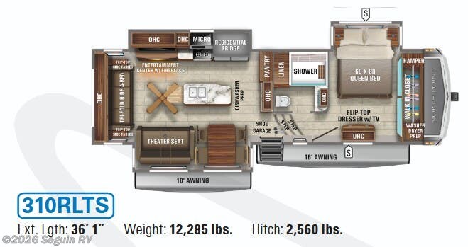 Floorplan of 2021 Jayco North Point 310RLTS