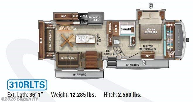 Floorplan of 2021 Jayco North Point 310RLTS