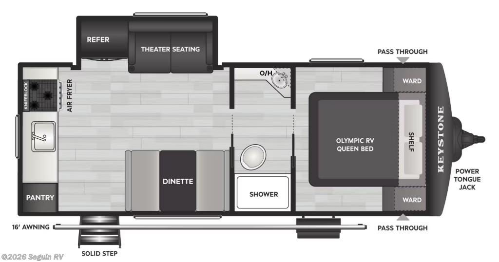 Floorplan of 2026 Keystone Hideout 212RKS