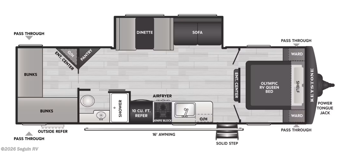 Floorplan of 2027 Keystone Hideout 288BRS