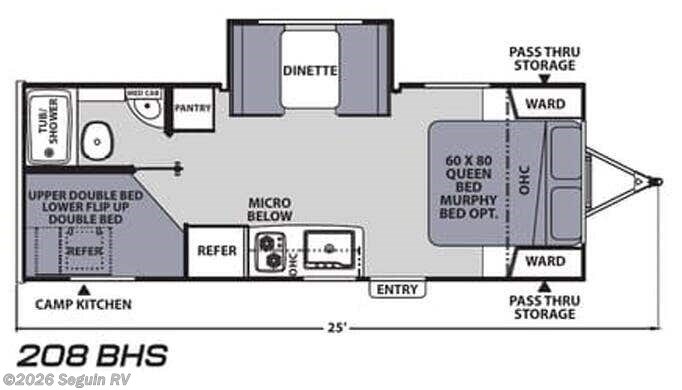 Floorplan of 2022 Coachmen Apex Nano 208 BHS
