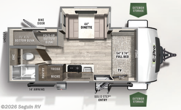 Floorplan of 2022 Forest River Flagstaff E-Pro 20BHS