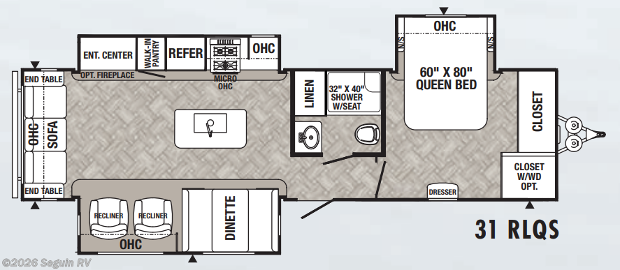 Floorplan of 2022 Palomino Puma 31RLQS