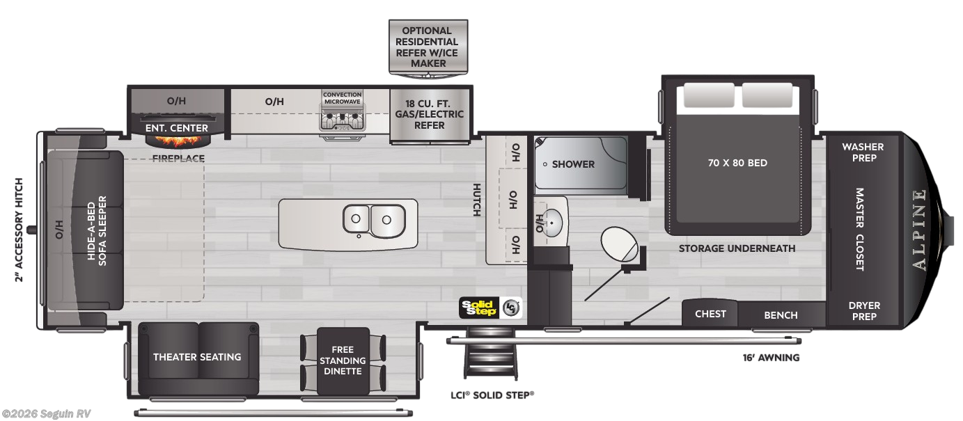 Floorplan of 2021 Keystone Alpine 3220RL