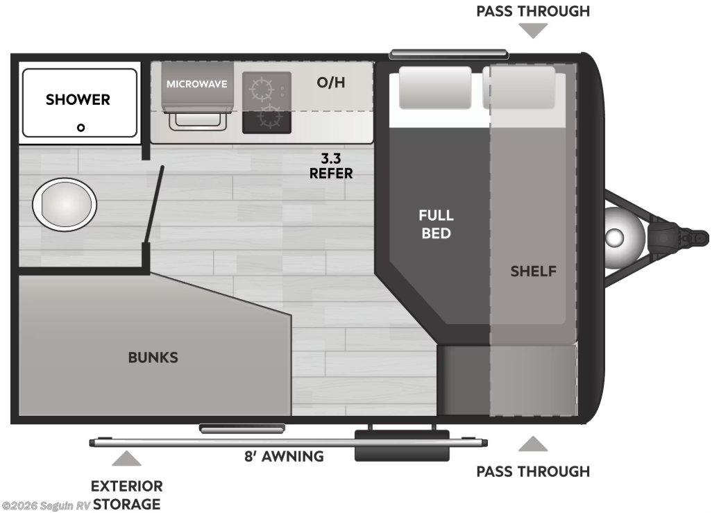 Floorplan of 2026 Keystone Hideout Mini 123BB