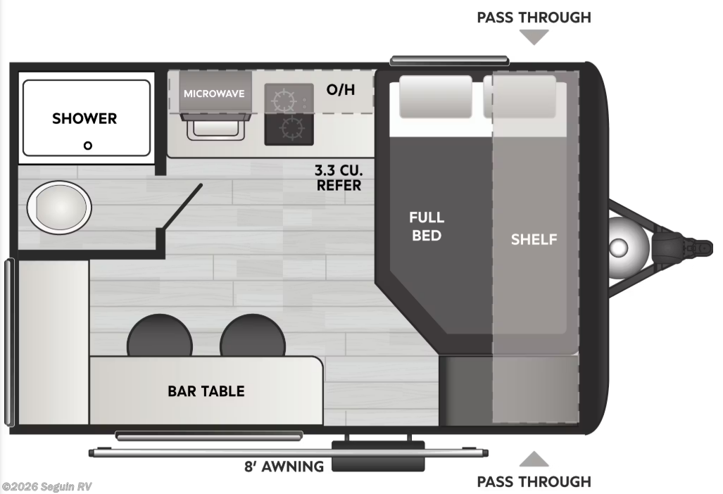 Floorplan of 2026 Keystone Hideout Mini 120BT