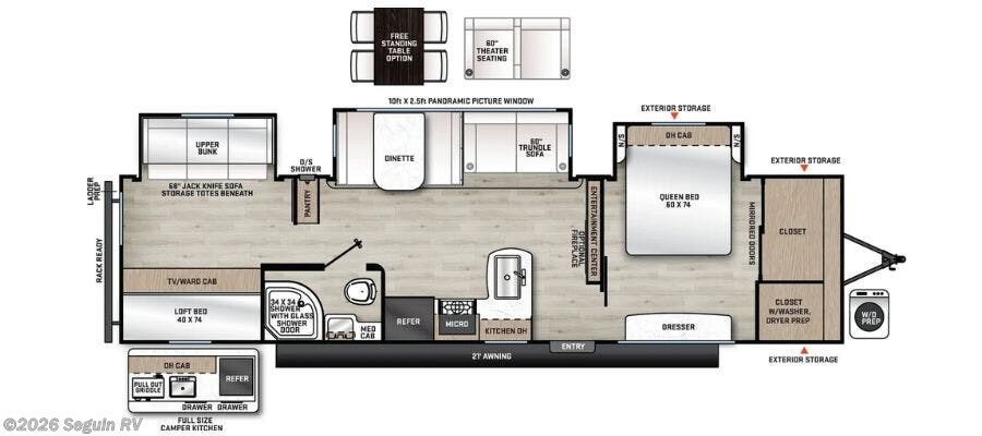 2021 Coachmen Catalina Legacy Edition 343BHTSLE - Used Travel Trailer For Sale by Seguin RV in Seguin, Texas features Microwave, Black Tank Flush, Fire Extinguisher, Power Awning, Water Heater