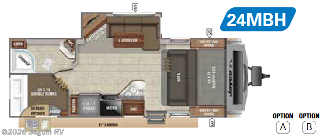 Floorplan of 2020 Jayco White Hawk 24MBH