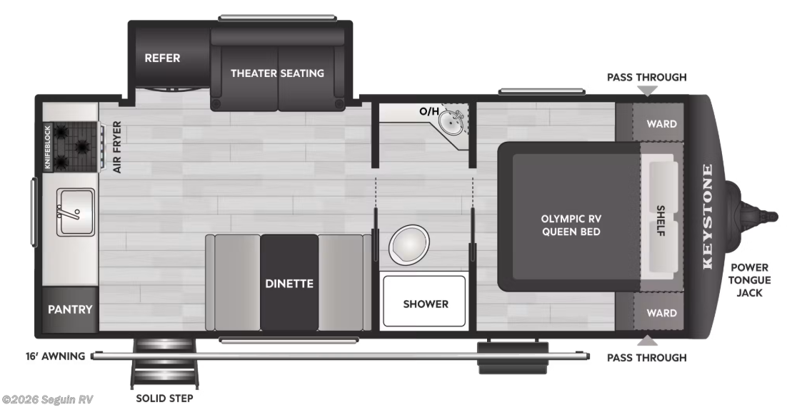 Floorplan of 2027 Keystone Hideout 212RKS