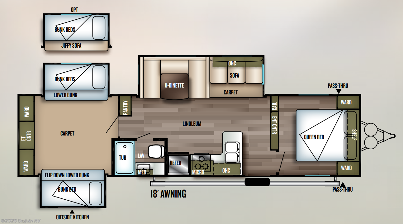 Floorplan of 2018 Forest River Wildwood 31KQBTS