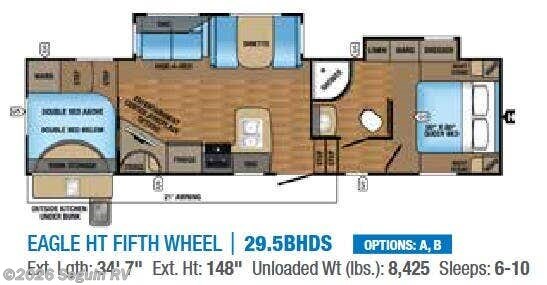 Floorplan of 2017 Jayco Eagle HT 29.5BHDS
