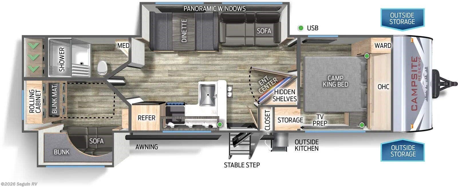 Floorplan of 2025 Forest River Campsite Reserve 27MR