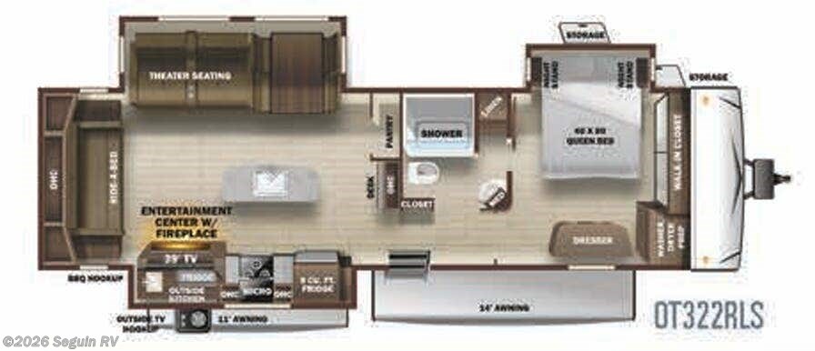 Floorplan of 2020 Highland Ridge Open Range OT322RLS