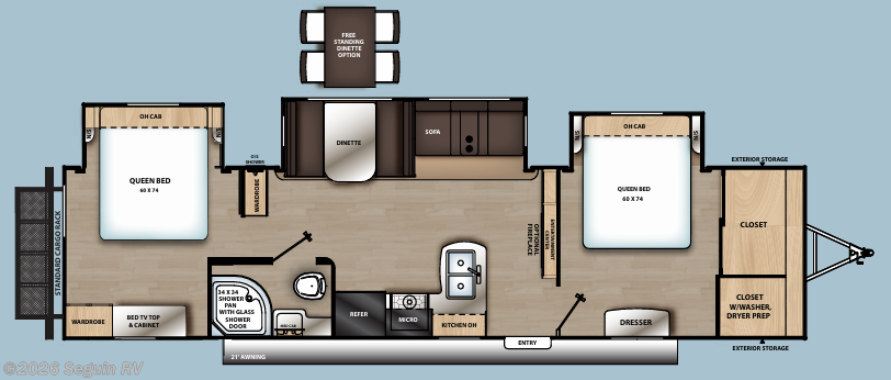 Floorplan of 2021 Coachmen Catalina Legacy Edition 343BHTS2Q